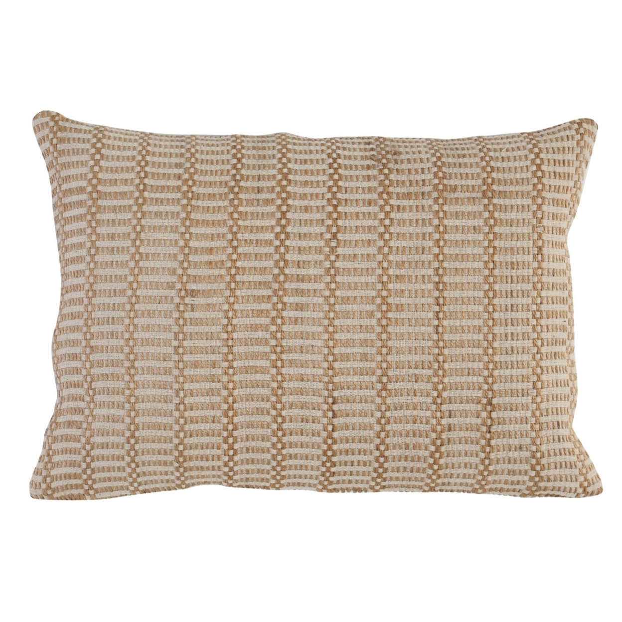 14 X 20 Lumbar Accent Throw Pillow, Basket Jute Handwoven Pattern, Beige- Saltoro Sherpi