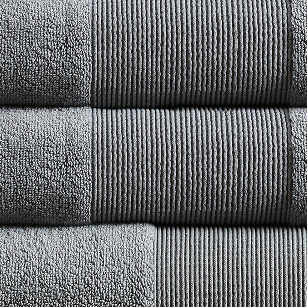 Indy Modern 6 Piece Cotton Towel Set, Softly Textured Design, Dark Gray- Saltoro Sherpi
