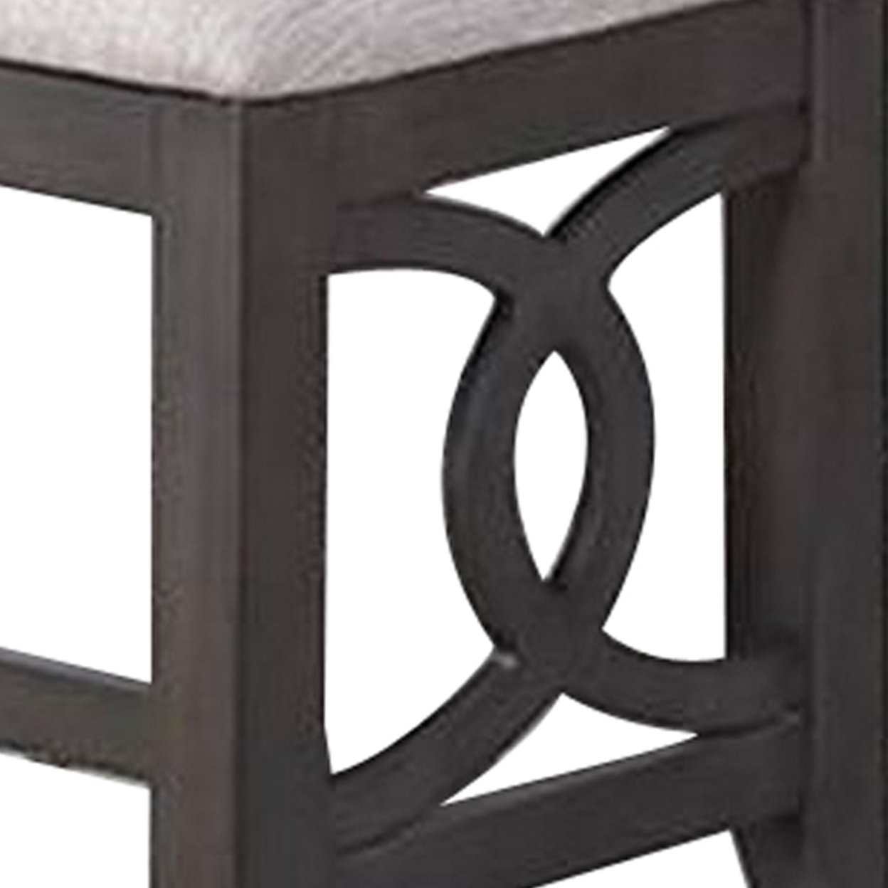 Ivy 50 Inch Modern Fabric Upholstered Dining Bench, Rubberwood Frame, Gray- Saltoro Sherpi
