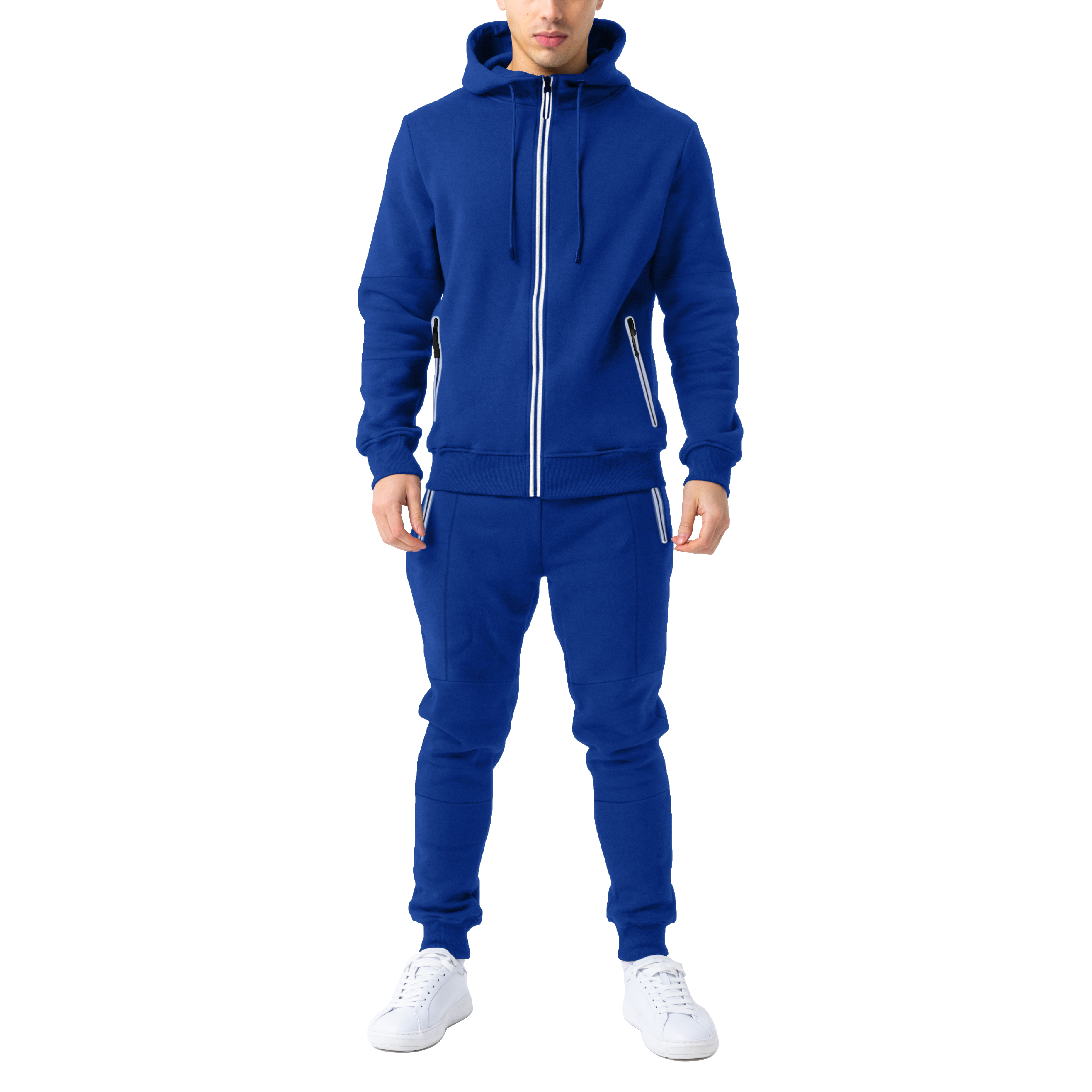 Men's Stylish Slim Fitting Hoodie & Jogger Set - Blue, Medium
