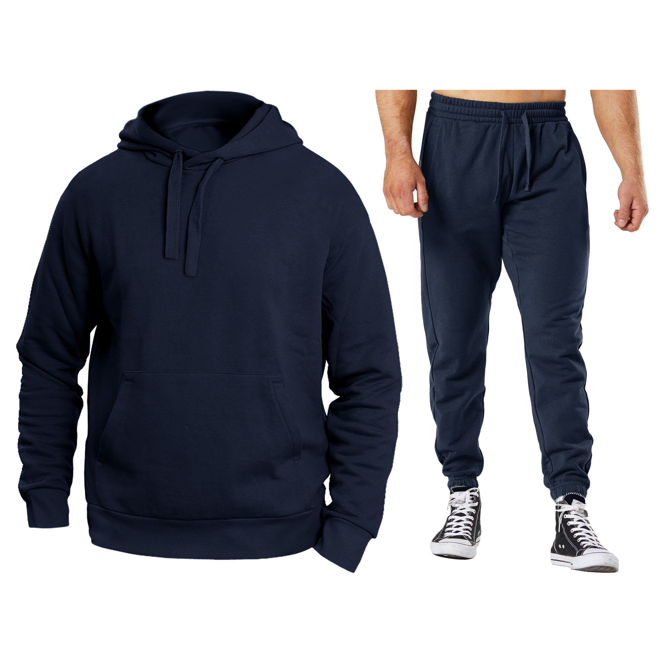 Men's Athletic Warm Jogging Pullover Active Sweatsuit - Navy, Small