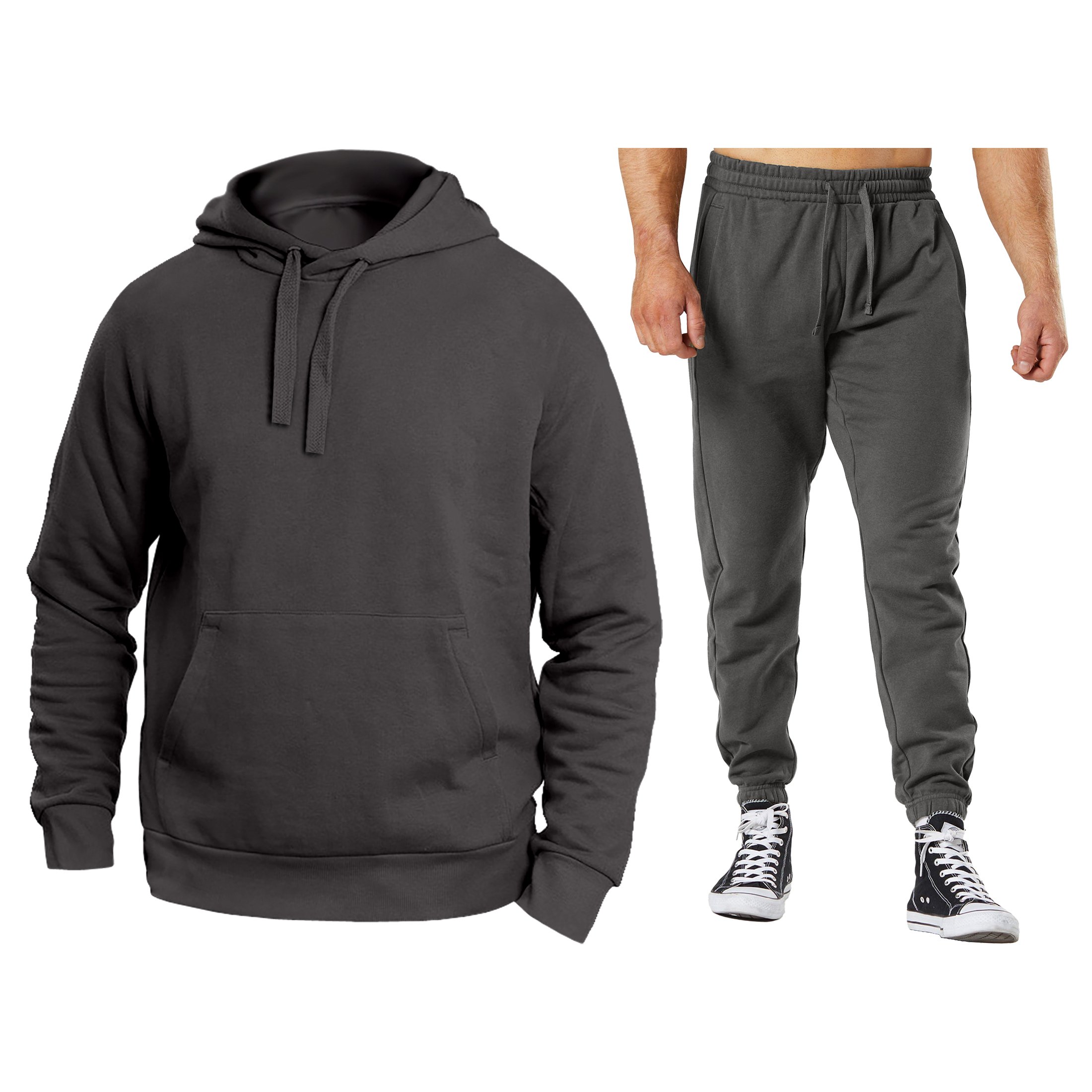 Men's Athletic Warm Jogging Pullover Active Sweatsuit - Charcoal, X-Large