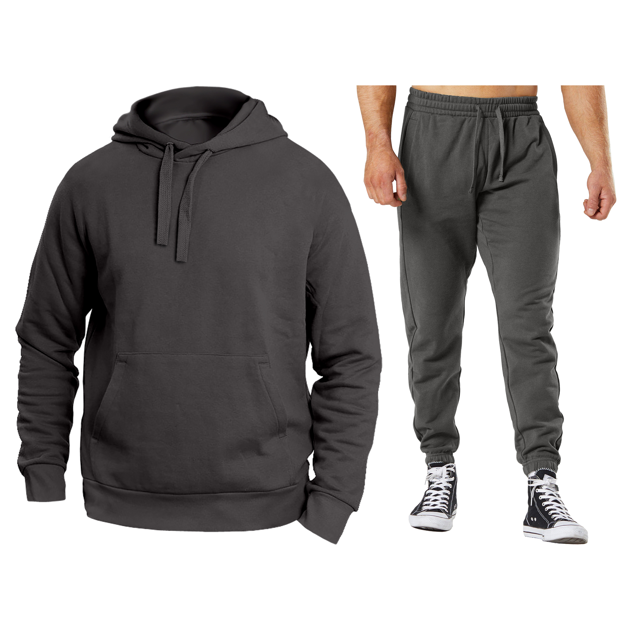Men's Athletic Warm Jogging Pullover Active Sweatsuit - Charcoal, Small