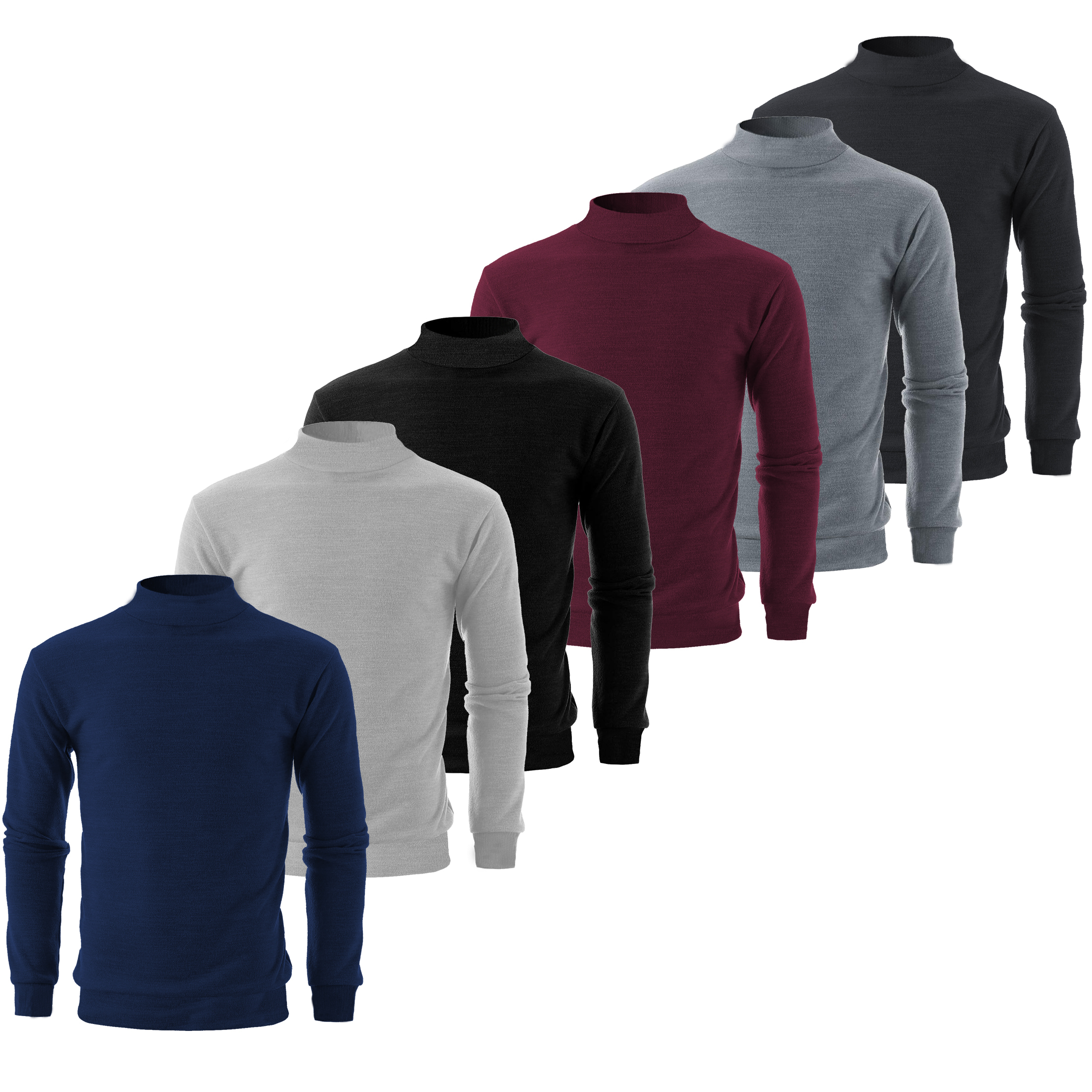 2 Pack:Men's Slim Fit Long Sleeve Casual Mock Neck Pullover Sweater - X-Large