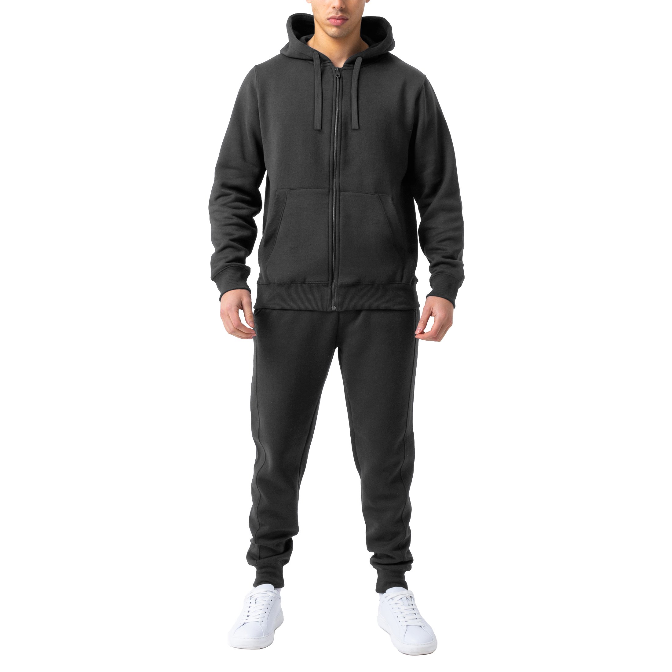 Men's Casual Jogging Athletic Active Full Zip Up Tracksuit - Charcoal, 2X-Large