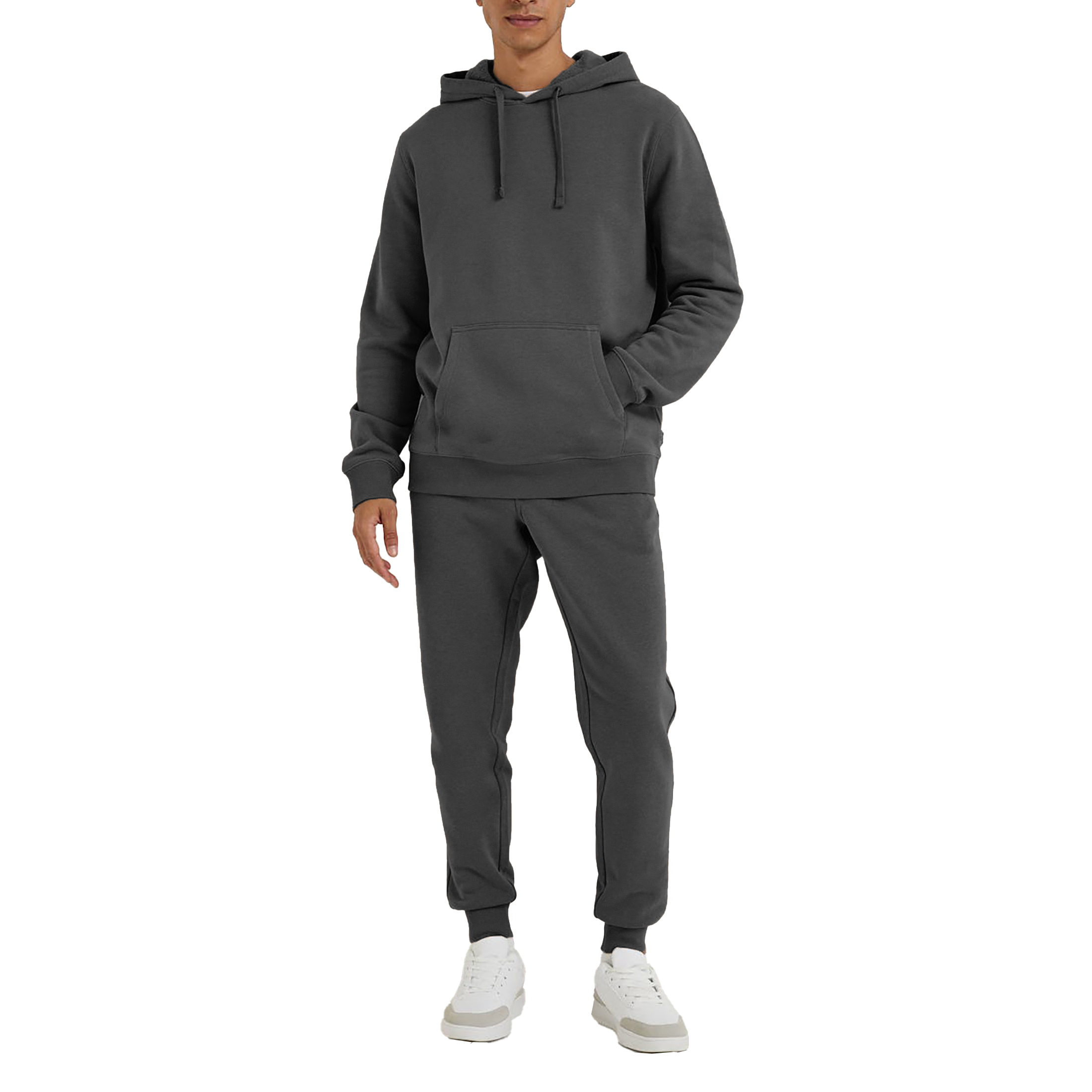 Men's Athletic Warm Jogging Pullover Active Tracksuit - Charcoal, Large