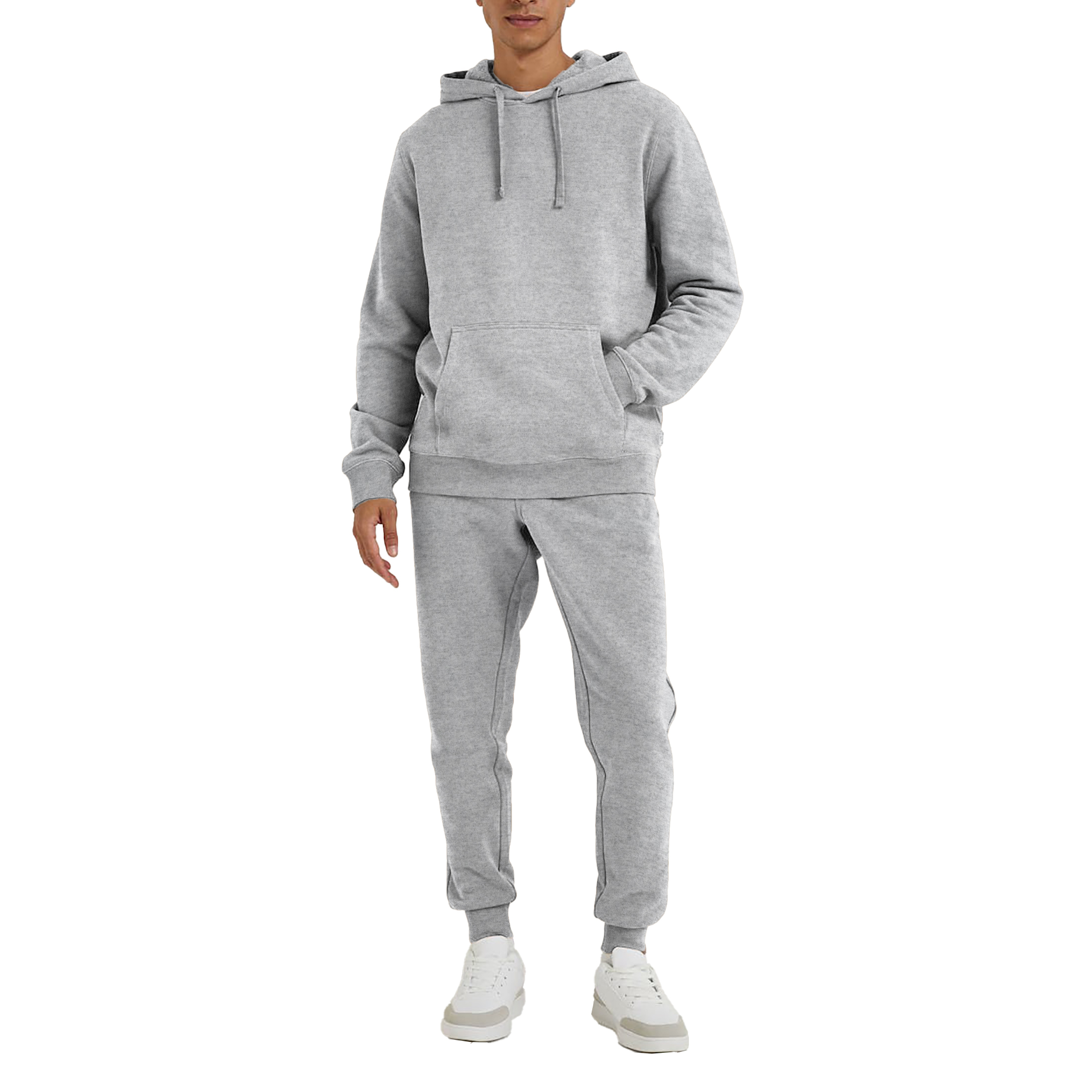 Men's Athletic Warm Jogging Pullover Active Tracksuit - Grey, 2X-Large
