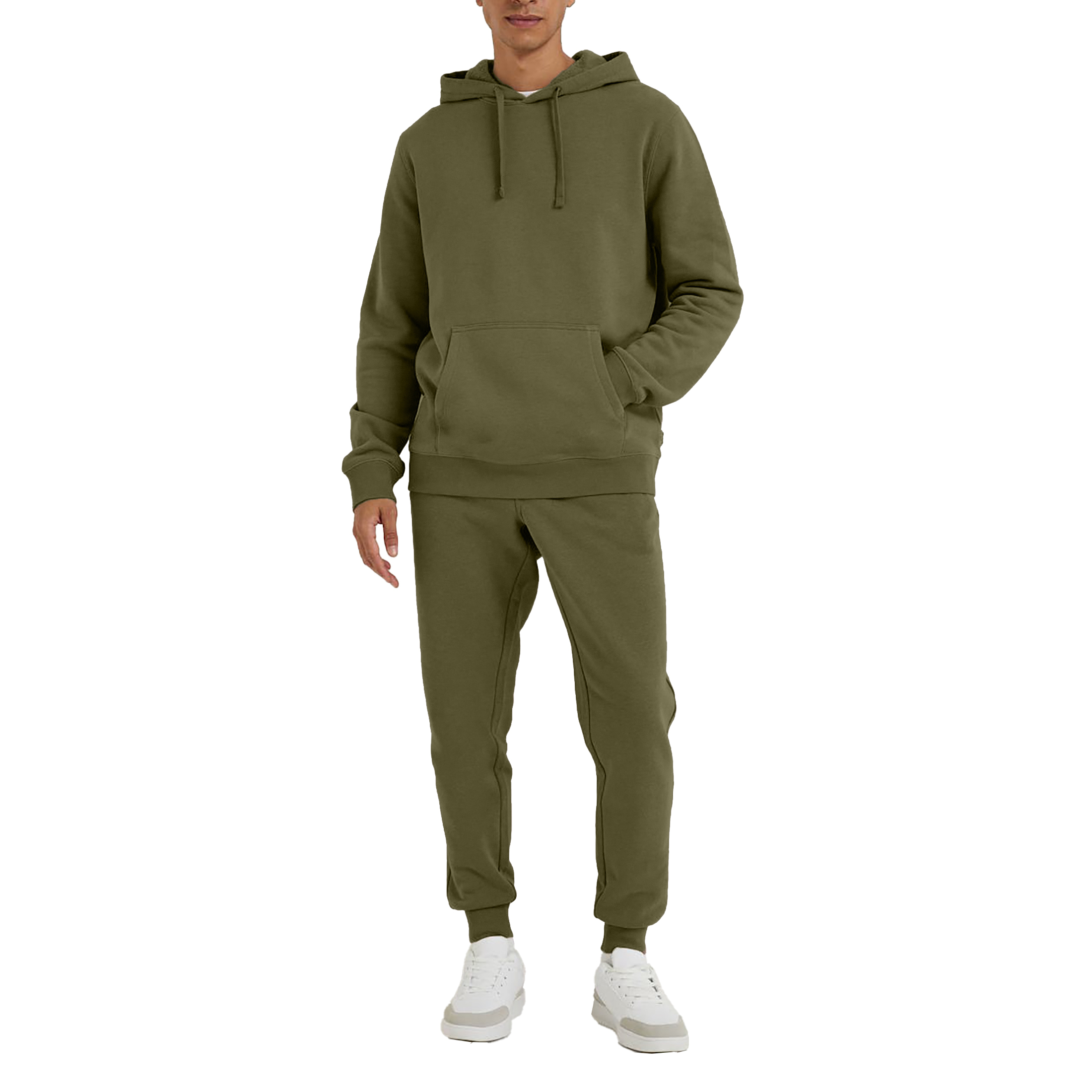 Men's Athletic Warm Jogging Pullover Active Tracksuit - Olive, Small