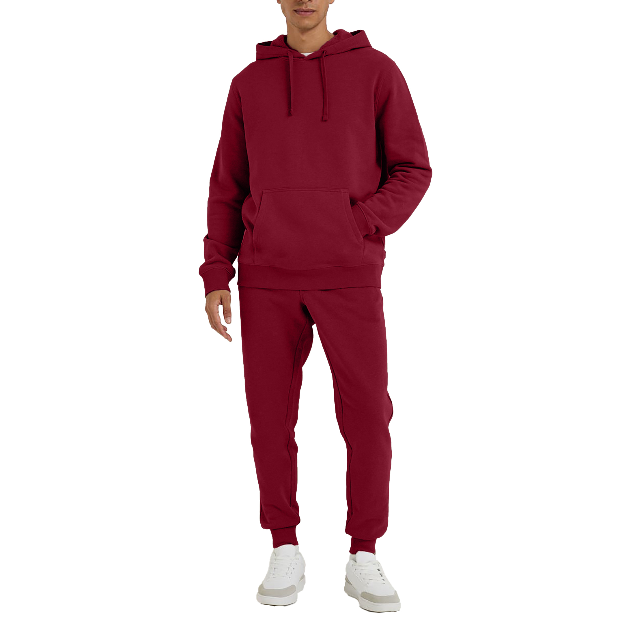 Men's Athletic Warm Jogging Pullover Active Tracksuit - Red, Large