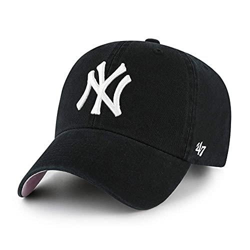 '47 New York Yankees Ballpark Clean Up Dad Hat Baseball Cap - Black/Pink Bottom ONE SIZE BLACK