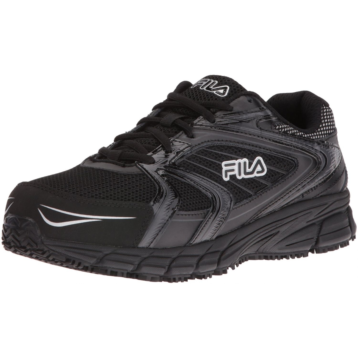 Fila Men's Memory Reckoning 7 Work Slip Resistant Steel Toe Running Shoe BLK/BLK/MSIL - BLK/BLK/MSIL, 10