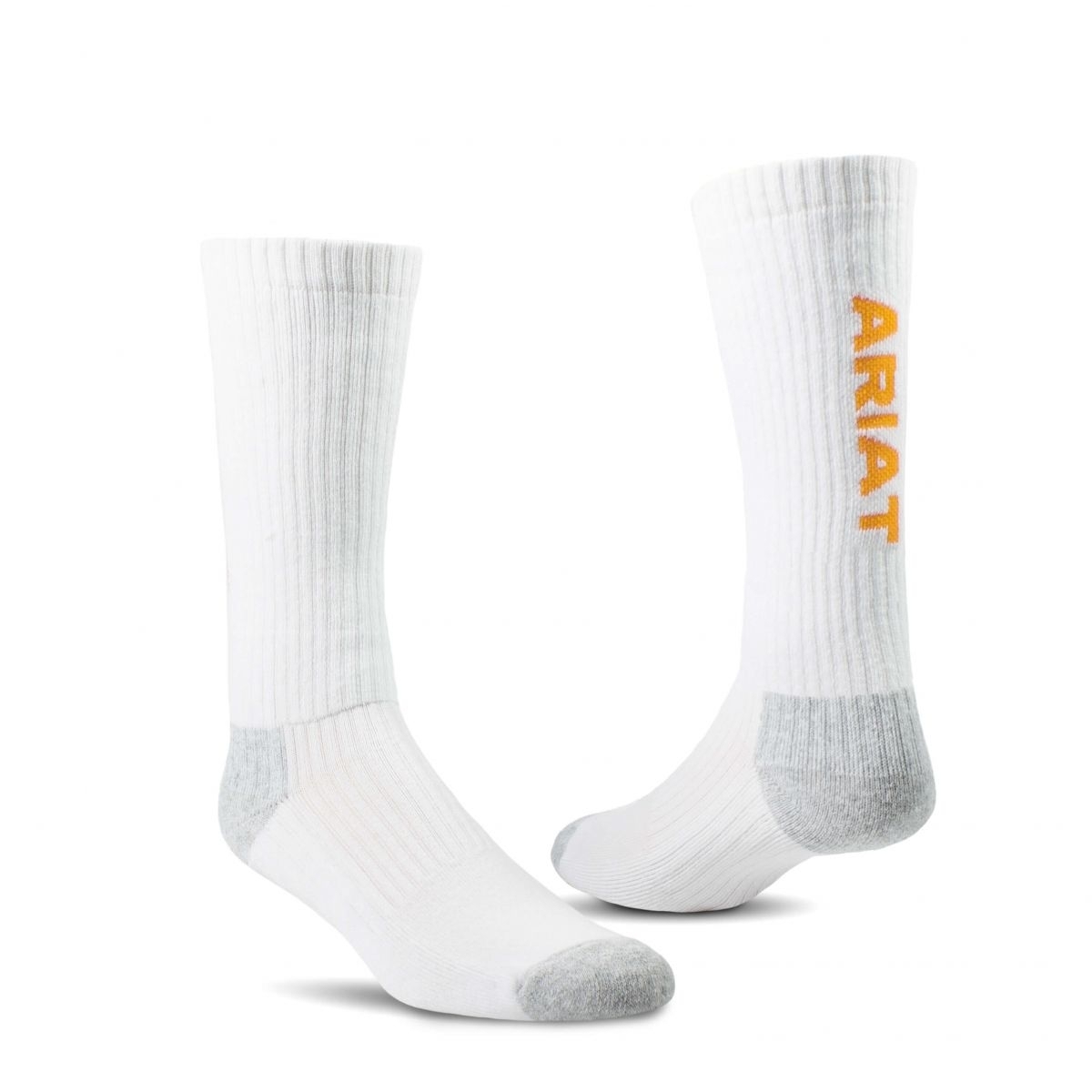 ARIAT Unisex Premium Ringspun Cotton Mid-Calf Work Socks White 3-Pair Pack - AR2294-100 WHITE - WHITE, Medium