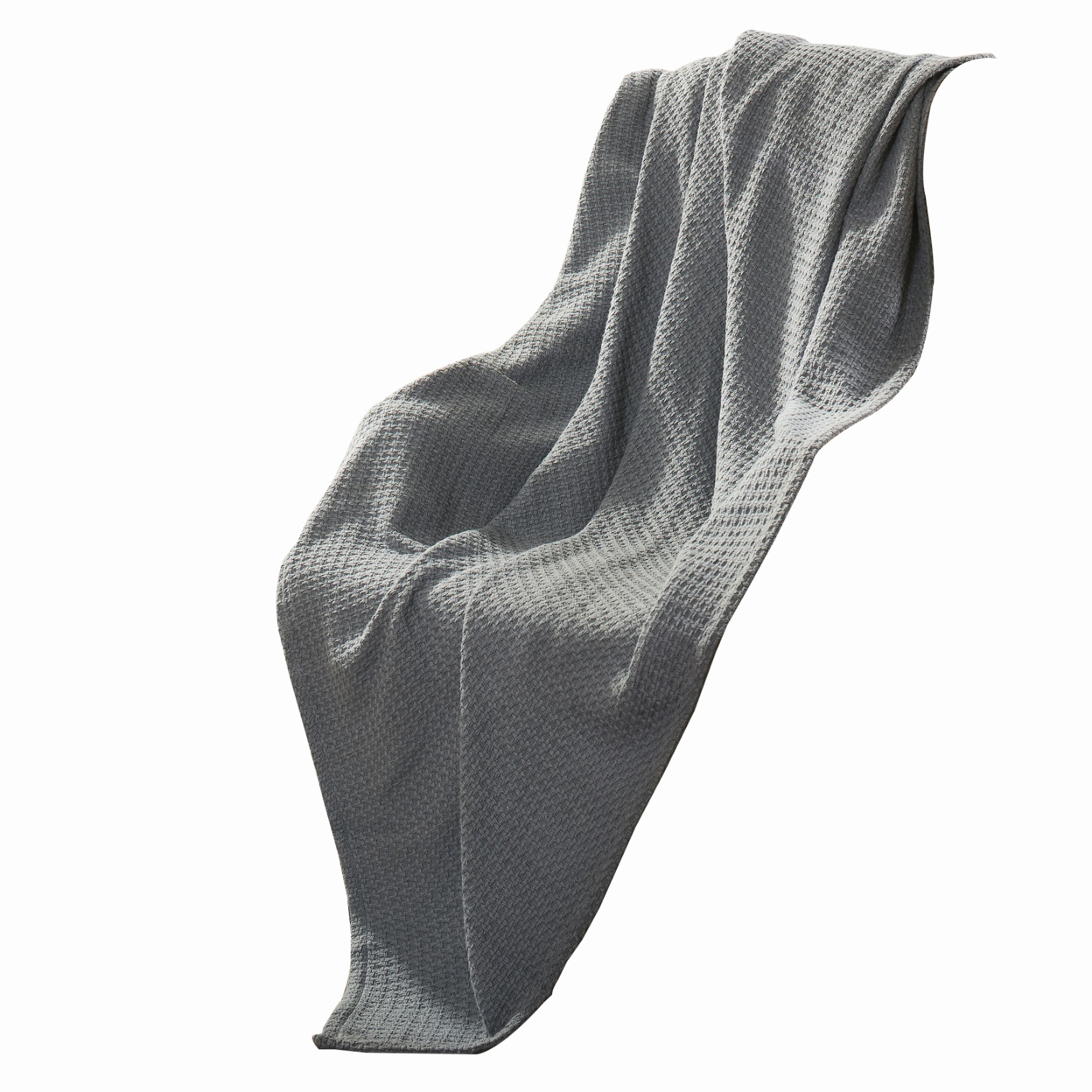 Nyx Twin Size Ultra Soft Cotton Thermal Blanket, Textured, Charcoal Gray- Saltoro Sherpi