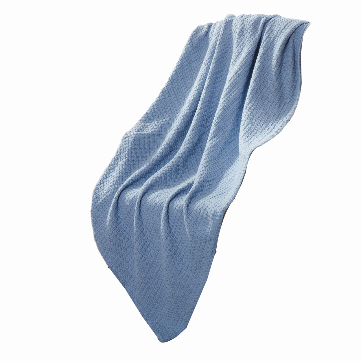 Nyx Twin Size Ultra Soft Cotton Thermal Blanket, Textured Feel, Blue- Saltoro Sherpi