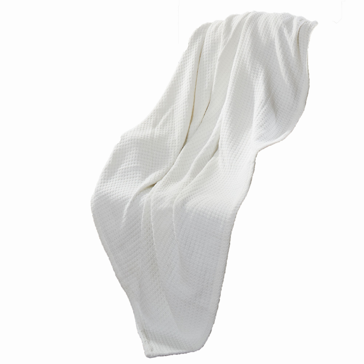 Nyx Twin Size Ultra Soft Cotton Thermal Blanket, Textured Feel, White- Saltoro Sherpi