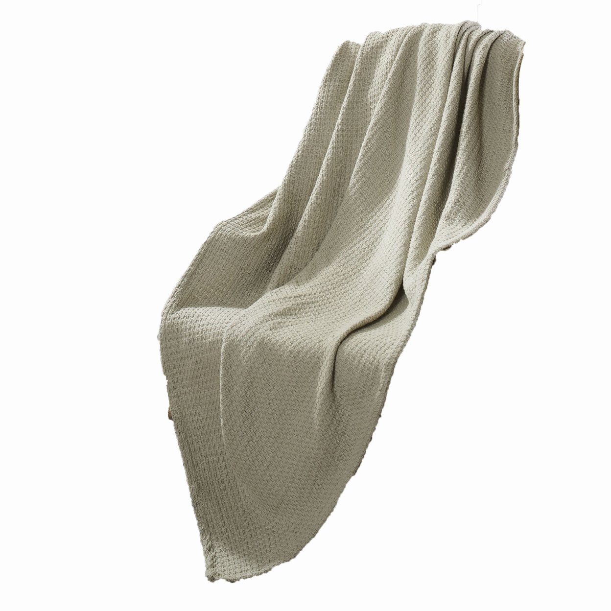 Nyx Queen Size Ultra Soft Cotton Thermal Blanket, Textured Feel, Beige- Saltoro Sherpi