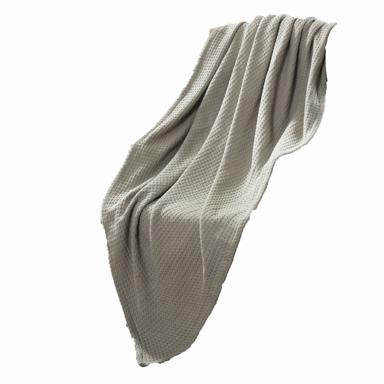 Nyx King Size Ultra Soft Cotton Thermal Blanket, Textured Feel, Taupe- Saltoro Sherpi