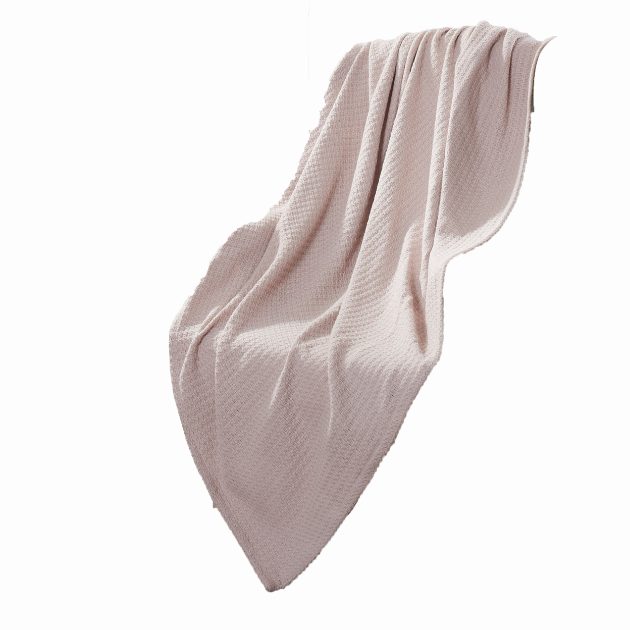 Nyx King Size Ultra Soft Cotton Thermal Blanket, Textured Feel, Rose Pink- Saltoro Sherpi