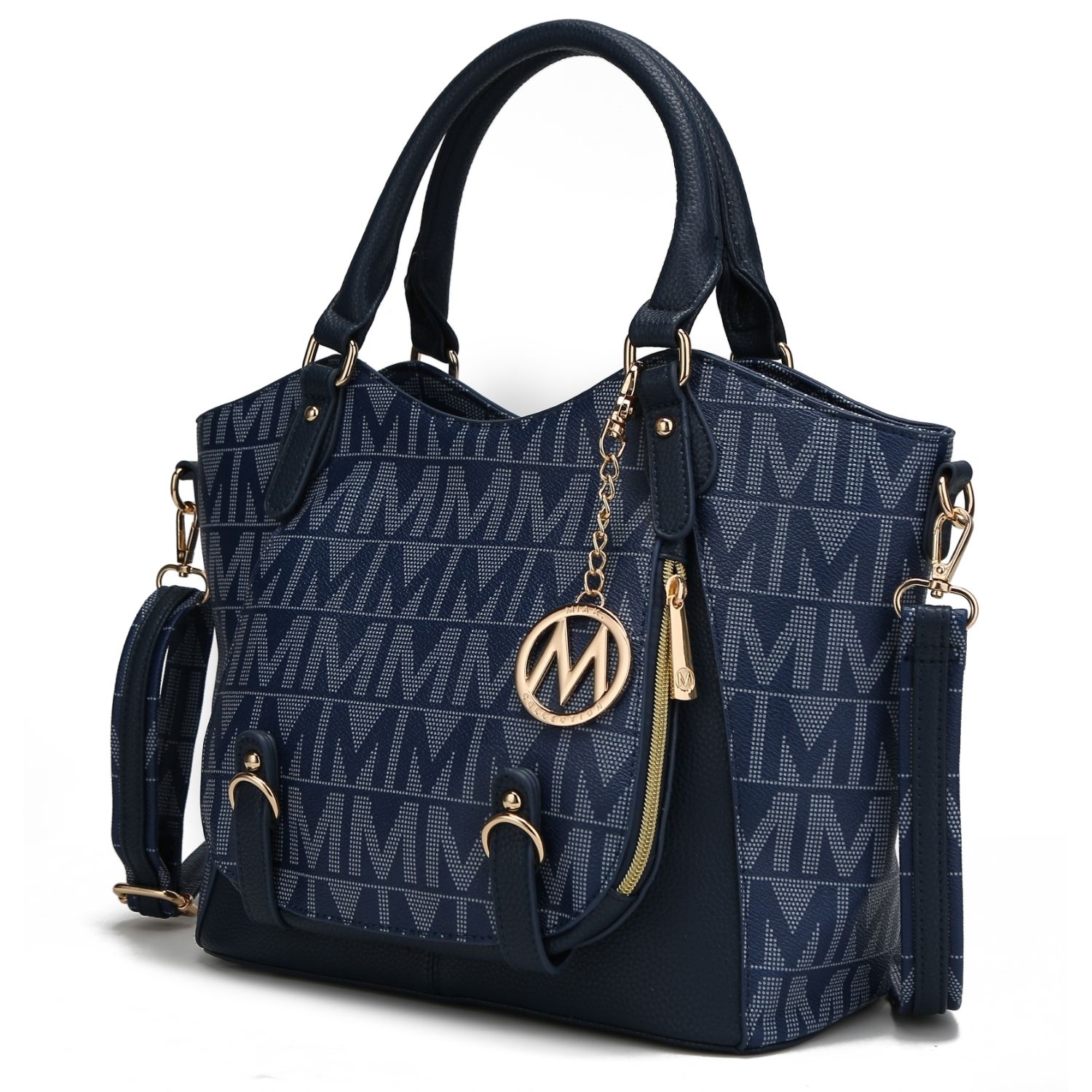 MKF Collection Fula Signature Satchel Handbag By Mia K. - Navy