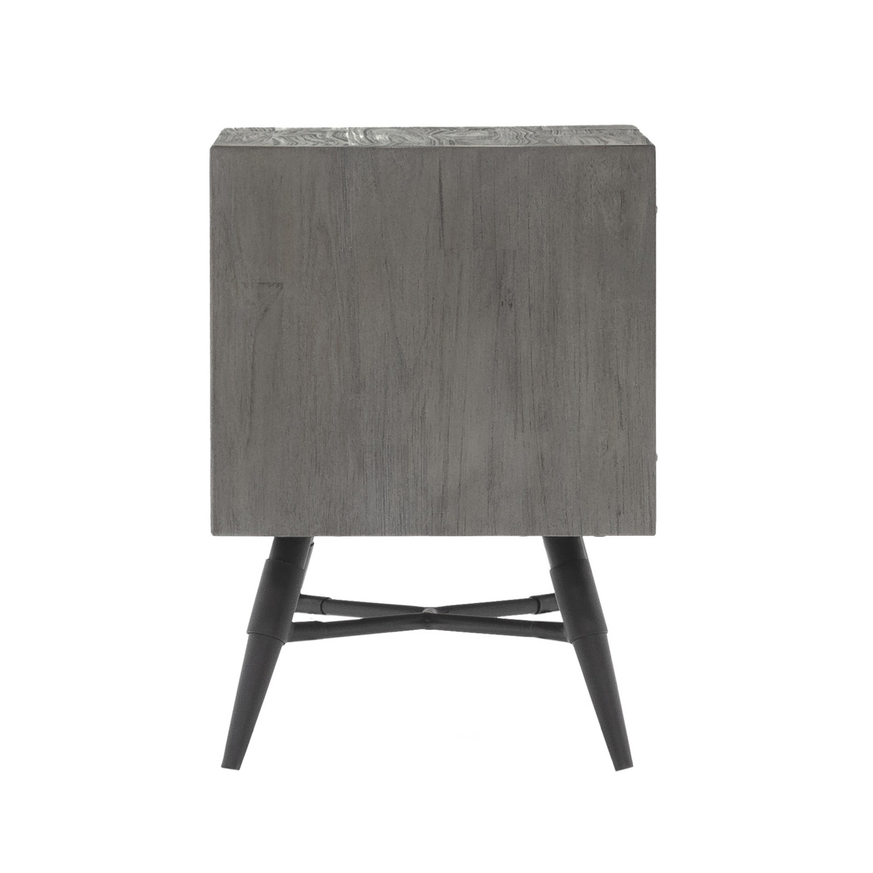 Amber 23 Inch Modern Wood Nightstand, 2 Drawers, Metal Splayed Legs, Gray- Saltoro Sherpi
