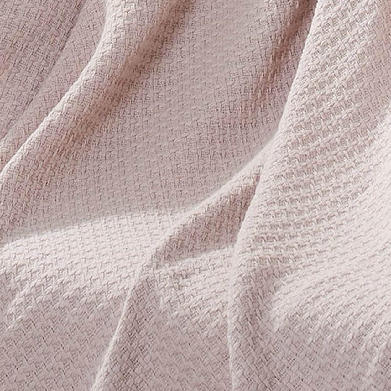 Nyx King Size Ultra Soft Cotton Thermal Blanket, Textured Feel, Rose Pink- Saltoro Sherpi