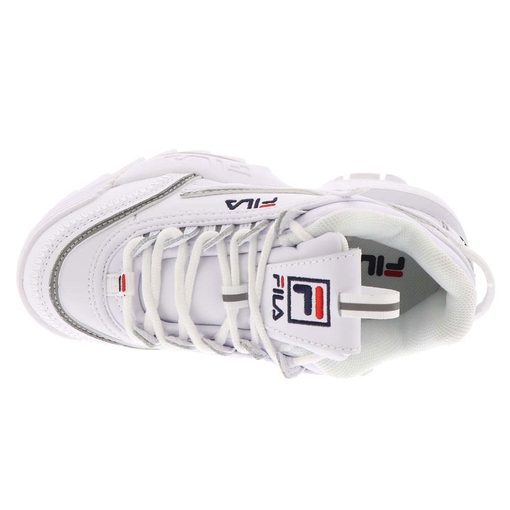 Fila Disruptor II EXP PS Girls' Toddler-Youth Sneaker WHITE/FILA NAVY/FILA RED - WHITE/FILA NAVY/FILA RED, 3