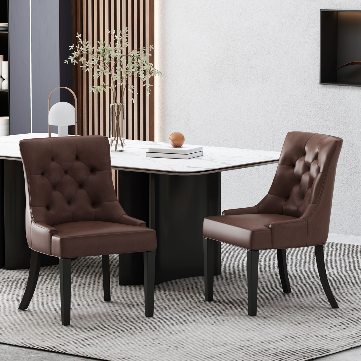Maggie Upholstered Dining Chairs (Set Of 2) - Cognac Brown/dark Brown