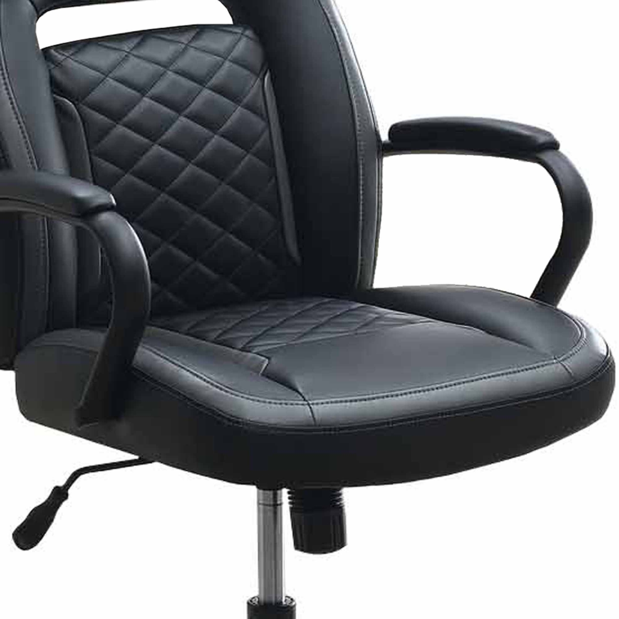 Ida 26 Inch Ergonomic Office Chair, Faux Leather Swivel Seat, Black, Gray- Saltoro Sherpi