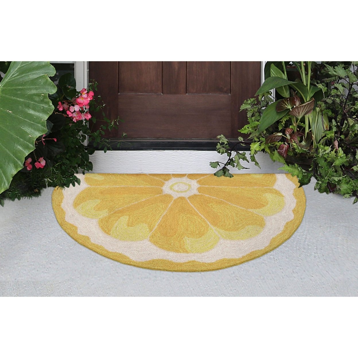 Liora Manne Frontporch Lemon Slice Indoor Outdoor Rug Yellow - 3' Round