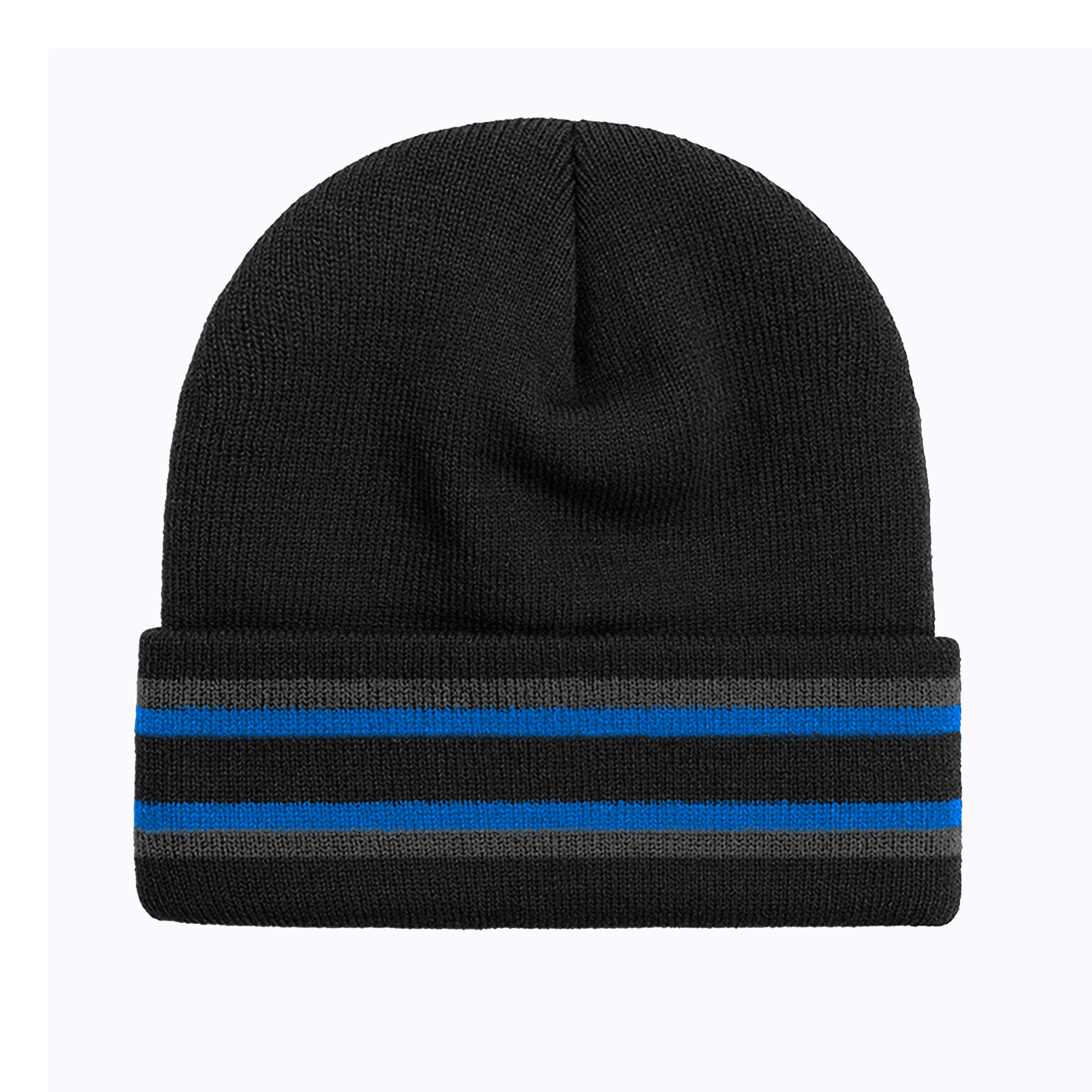 2-Pack: Men's Warm Knit Cuffed Cap Beanie Hat W/ Faux Fur Lining - Solid & Stripe