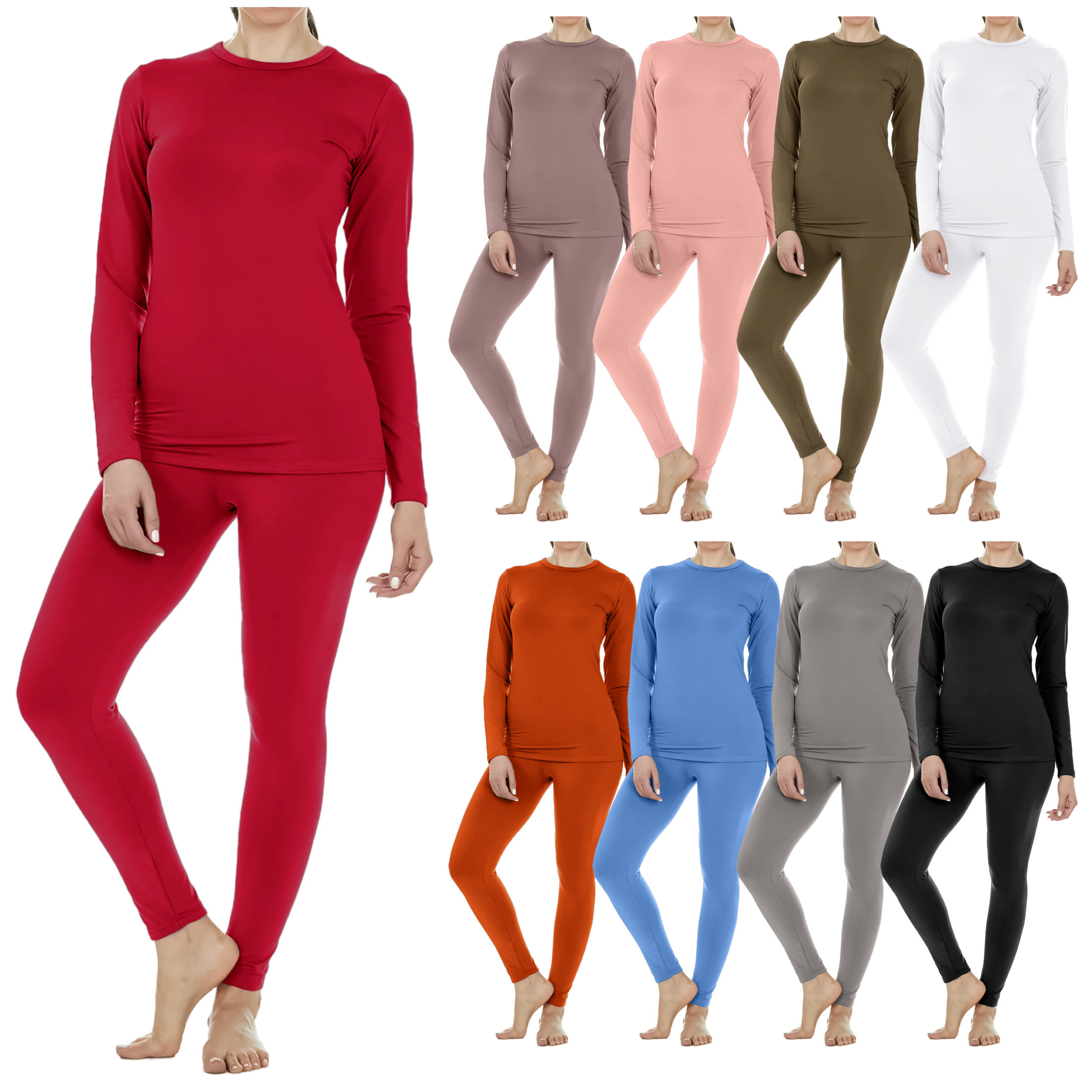 3 Sets: Women's Fleece Lined Thermal Sets For Cold Weather - Large