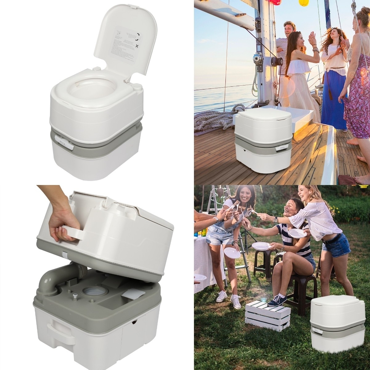24 Portable Removable Flush Toilet Porcelain White