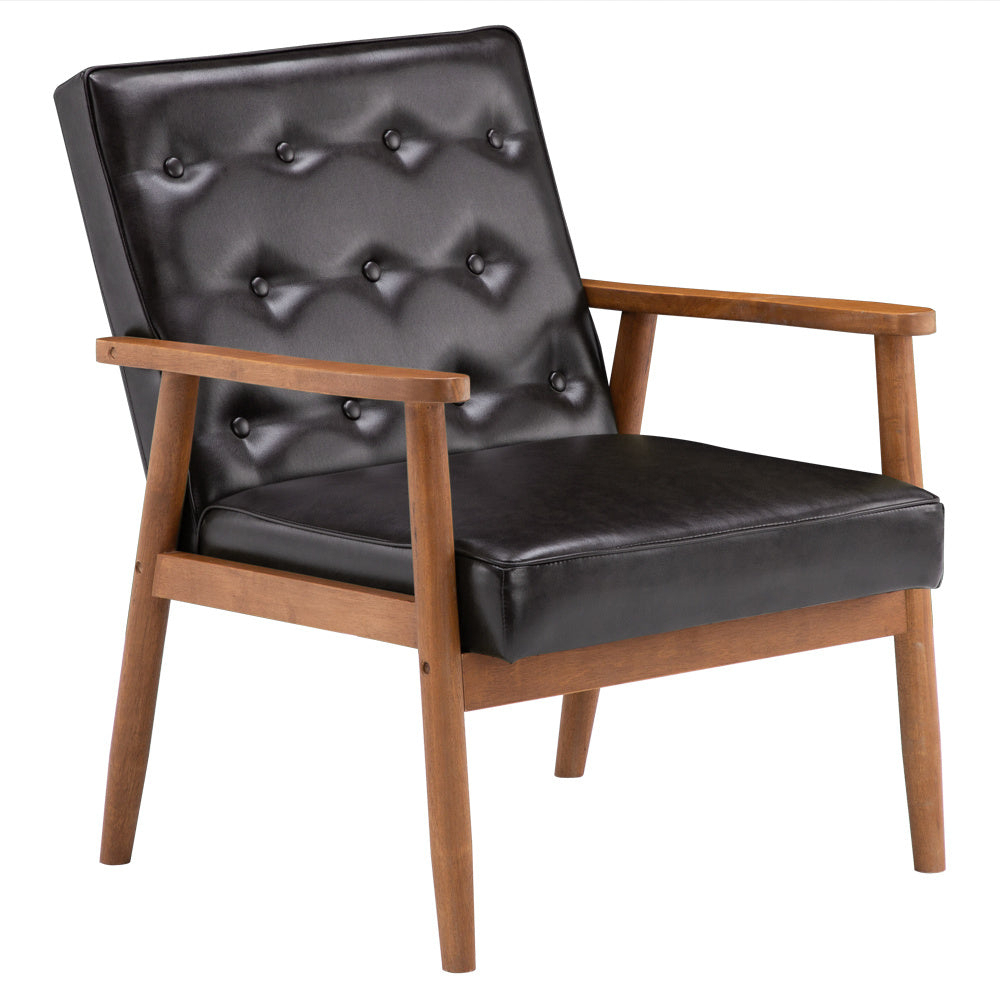 75 x 69 x 84cm Retro Modern Wooden Single Chair,Brown PU