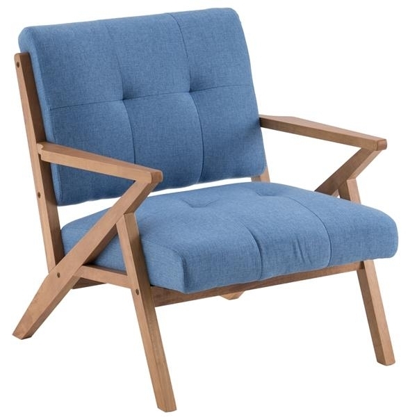 76x85x82.5Solid Wwood Retro Single Sofa Chair Light Blue