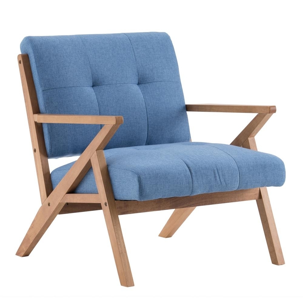 76x85x82.5cm Solid Wwood Retro Single Sofa Chair Light Blue