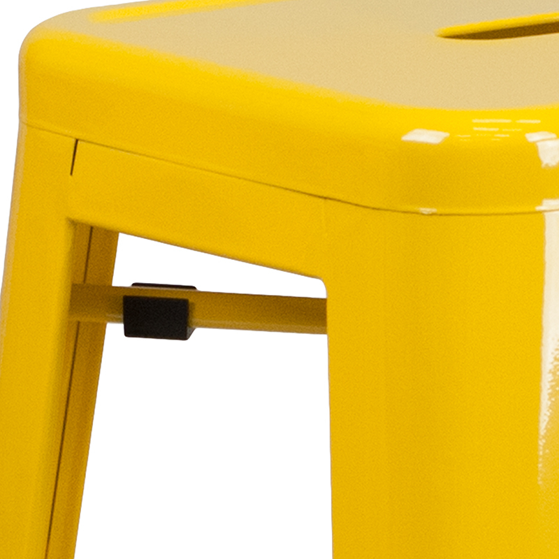 Commercial Grade 30 High Backless Yellow Metal Indoor-Outdoor Barstool With Square Seat