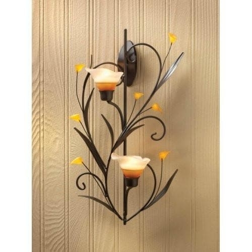 2 Amber Lilies Candle Wall Sconces