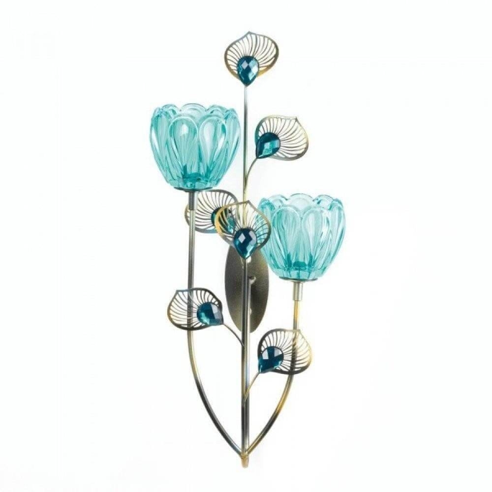 2 Peacock Blossom Duo Cup Sconces