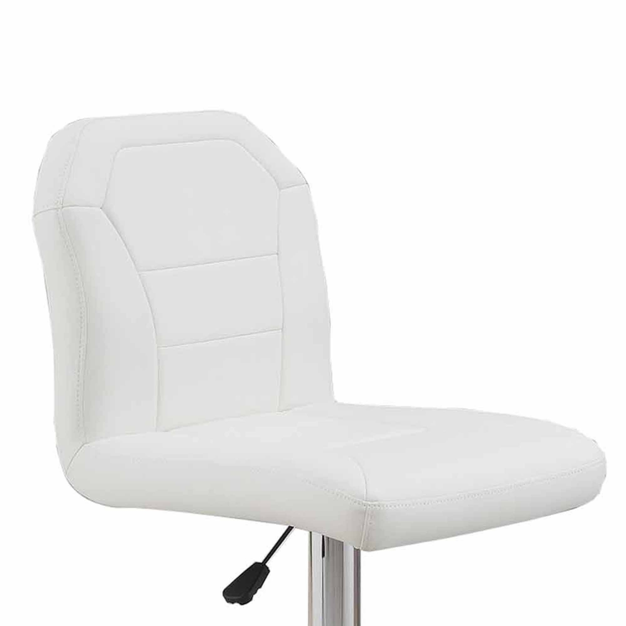 Judy 25-29 Inch Modern Bar Stool, Faux Leather Swivel Seat, Metal, White- Saltoro Sherpi