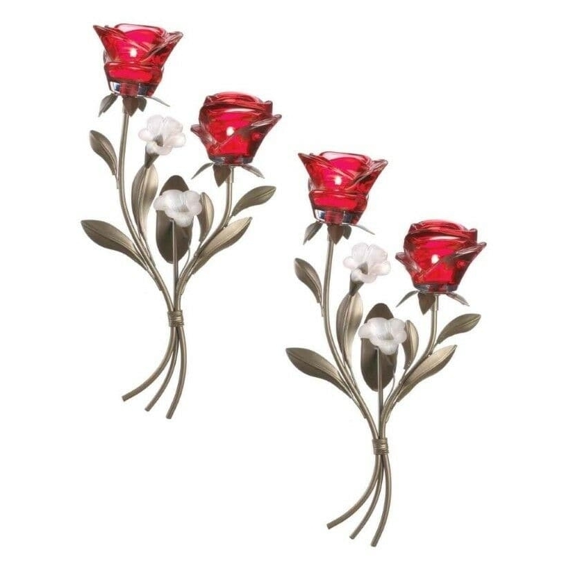 Set of 2 Romantic Roses Wall Sconces