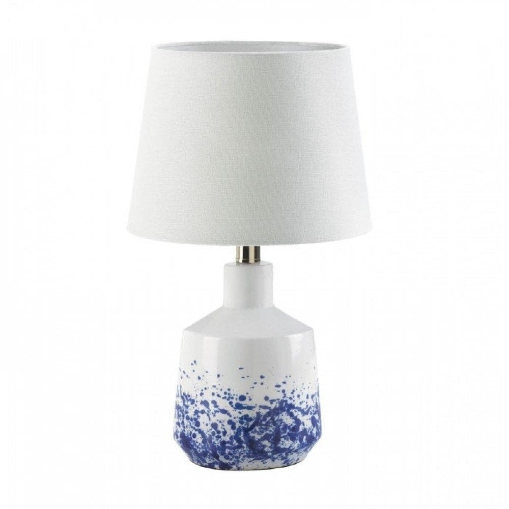 Set of 2 White And Blue Splatter Table Lamps