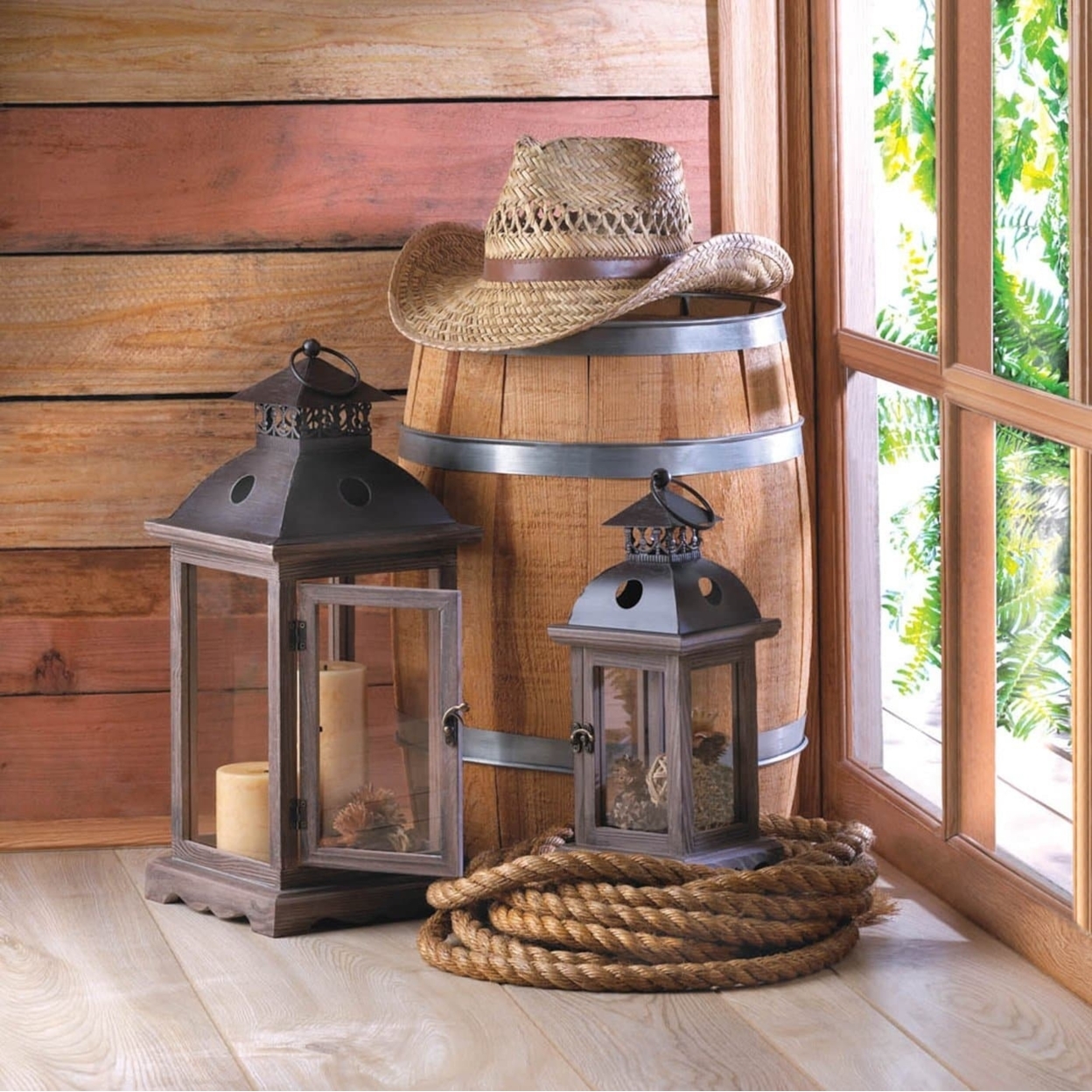 Small and Large Rustic Wood Lantern