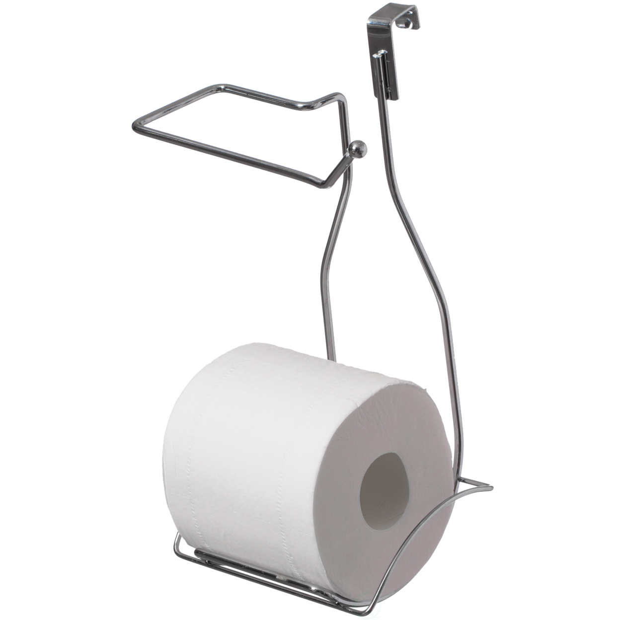 Chrome Over The Tank 2 Slots Toilet Tissue Paper Holder Organizer For Bathroom Storage