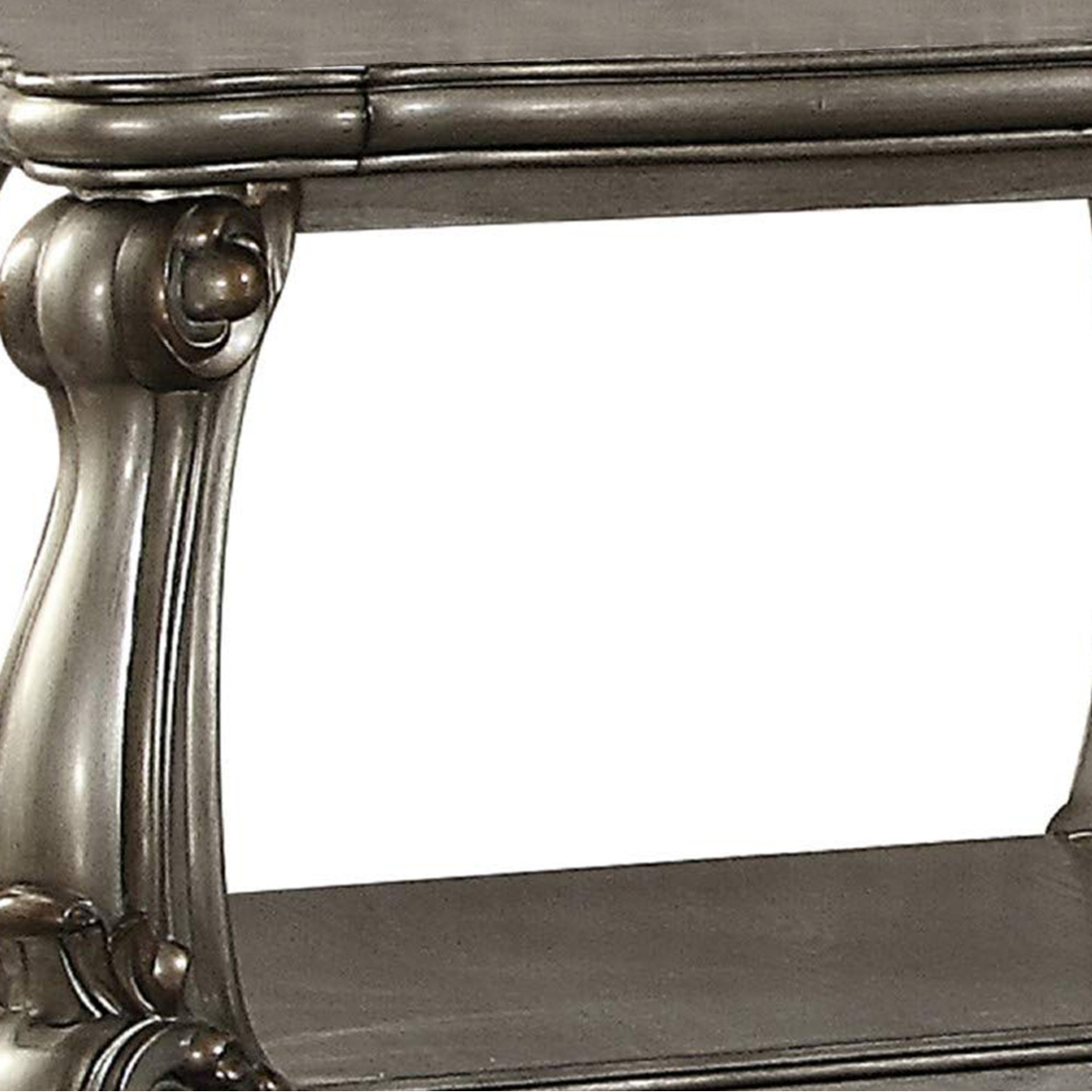 Square Shape Wooden End Table With Bottom Shelf, Antique Gray- Saltoro Sherpi