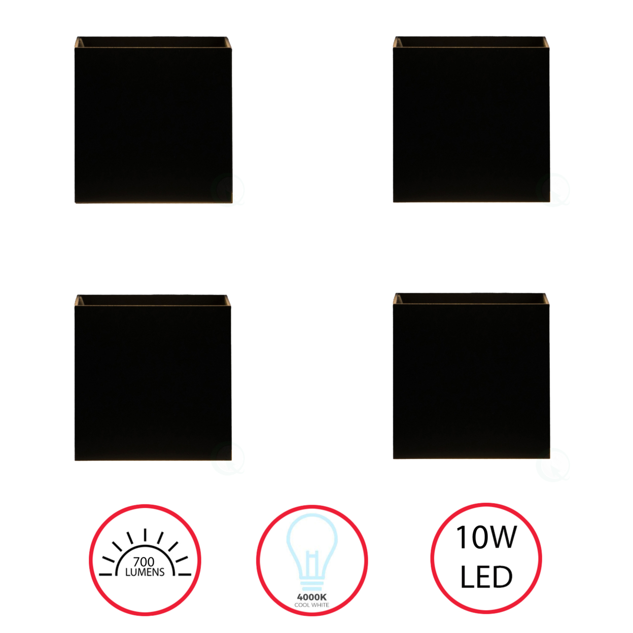 Modern Wall Sconce LED Waterproof Wall Lamp Aluminum With Adjustable Beam 10-Watt 4000K Cool White Indoor Outdoor - Set Of 4 Black