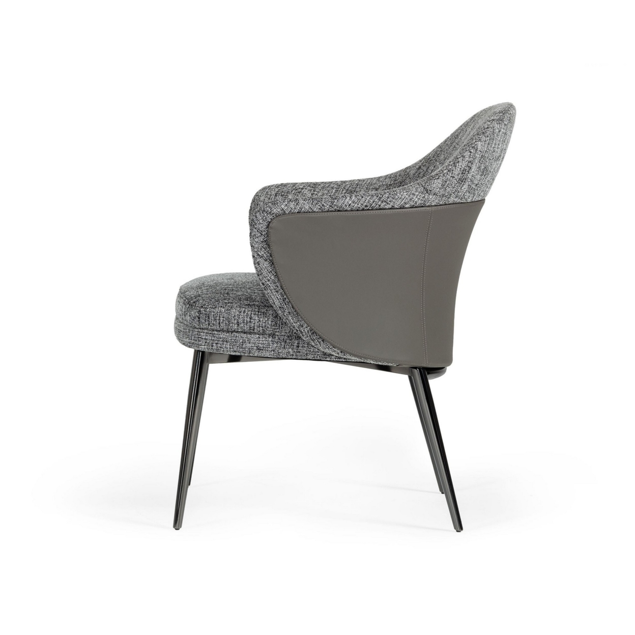 Cid 26 Inch Modern Vegan Faux Leather Dining Chair, Fabric, Gray, Black- Saltoro Sherpi