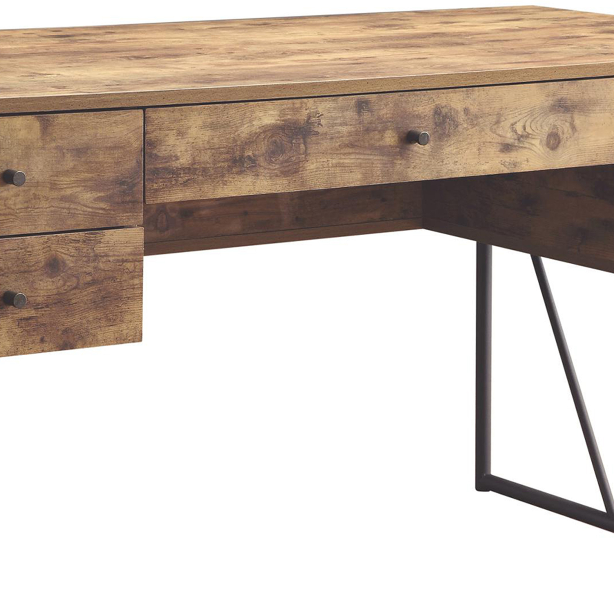 Voguish Style Writing Desk With 4 Drawers, Brown- Saltoro Sherpi