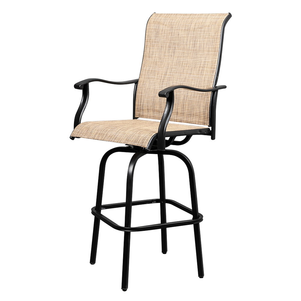 2pcs Wrought Iron Swivel Bar Chair Patio Swivel Bar Stools