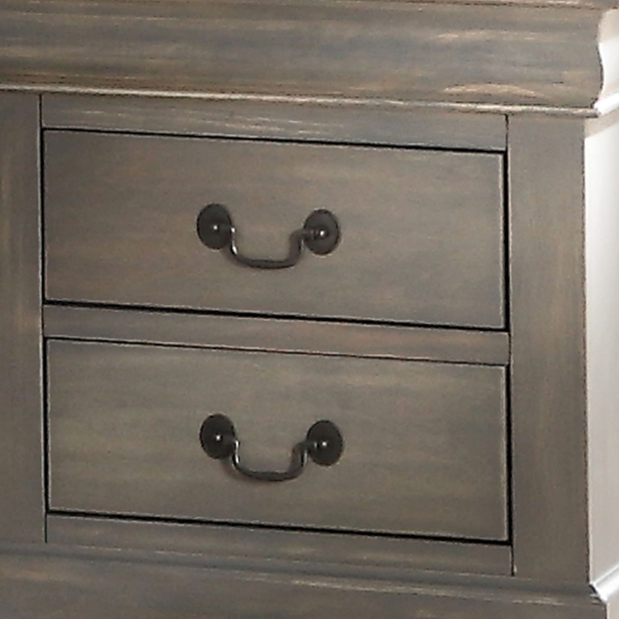 Wooden Two Drawer Nightstand In Antique Gray Finish- Saltoro Sherpi