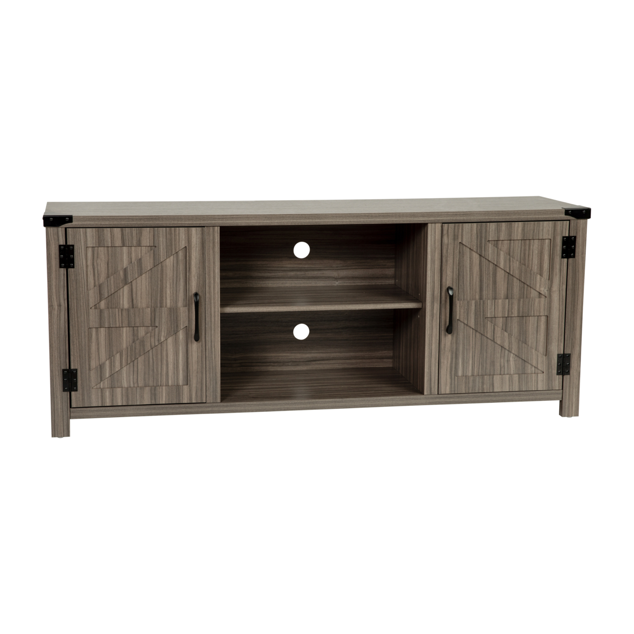 Ayrith Modern Farmhouse Barn Door TV Stand - Gray Wash Oak For TV's Up To 65 Inches - 59 Entertainment Center With Adjustable Shelf